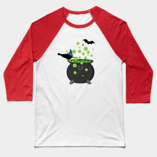 Halloween: Crow Looking into a Bubbling Cauldron Baseball T-Shirt